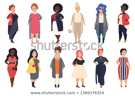 ストックフォト: Plus Size Blonde Girl In Dress Vector Illustration