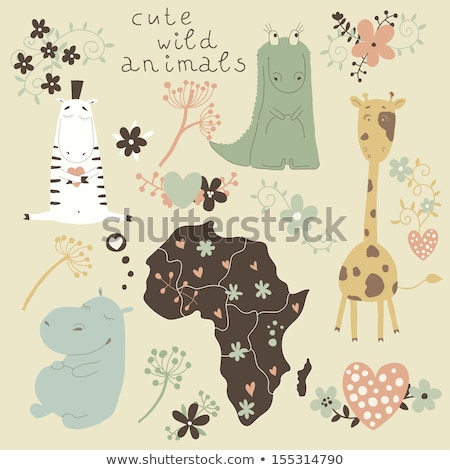 ストックフォト: Sticker Set For Wild Animals On Pink Background