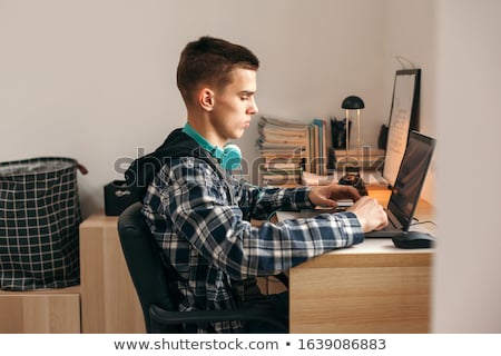 Zdjęcia stock: Teenage Boy Using Personal Computer