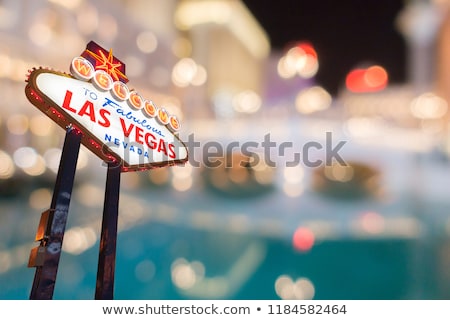 Famous Las Vegas Sign With Blur Cityscape Stok fotoğraf © vichie81