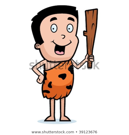 Stock photo: Cartoon Boy Caveman Smiling