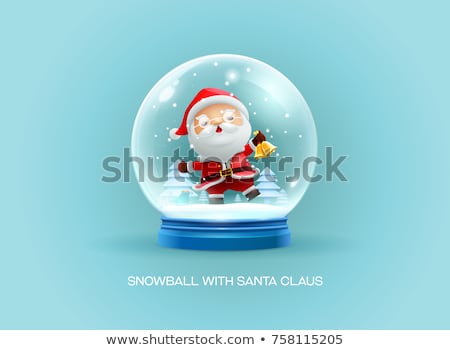 Foto stock: Christmas Snow Globe Realistic Vector Cute Santa Claus With Gifts Realistic 3d Snow Globe Toy Win