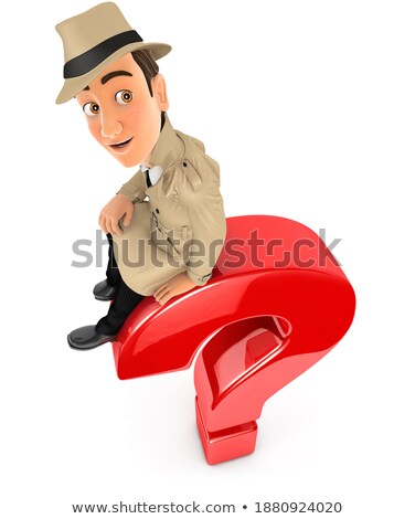 Foto d'archivio: 3d Man Sitting On Top Of Question Mark