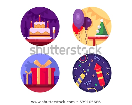 Сток-фото: Christmas Symbols Flat Vector Round Icons Set