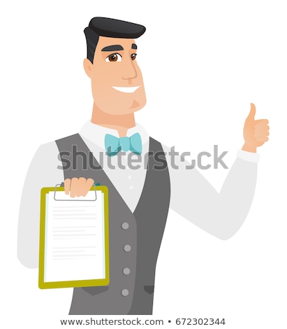 ストックフォト: Groom Giving Thumb Up Vector Illustration