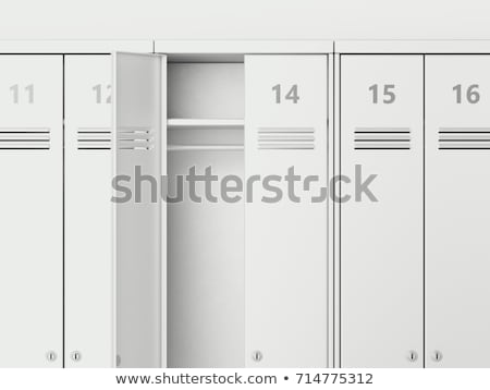 Stock fotó: White Lockers With Silver Numbers 3d Rendering