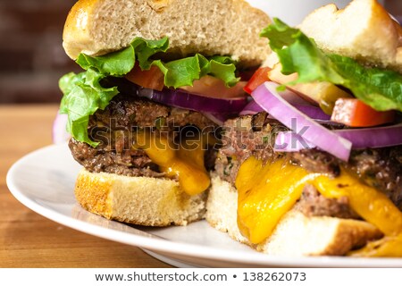 Foto d'archivio: Close Up Of A Homemade Burger With Potatoes