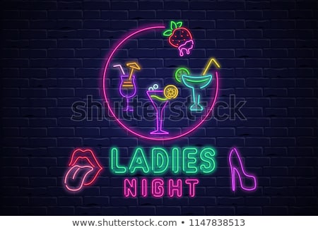 Stock fotó: Neon Sign On A Brick Wall - Ladies Night