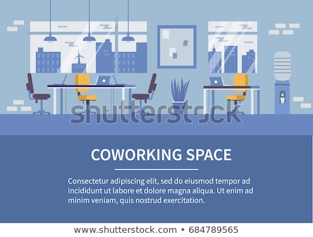 ストックフォト: Office Work Poster With Text Vector Illustration