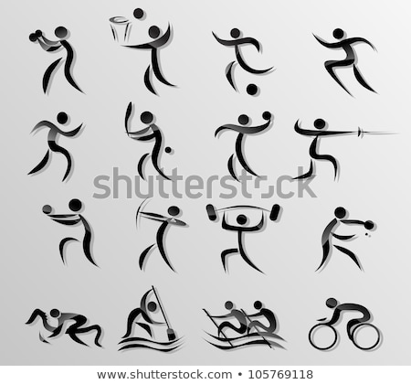 Stok fotoğraf: Stick Figure Is Playing With A Handball
