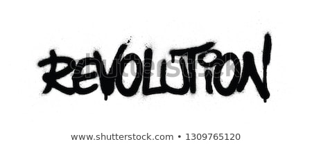 Stockfoto: Graffiti Change Word Sprayed In Black Over White