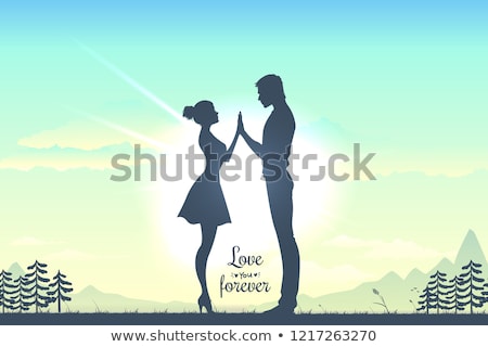 [[stock_photo]]: Happy Couple Holding Hands Vector Hearts Of Paper