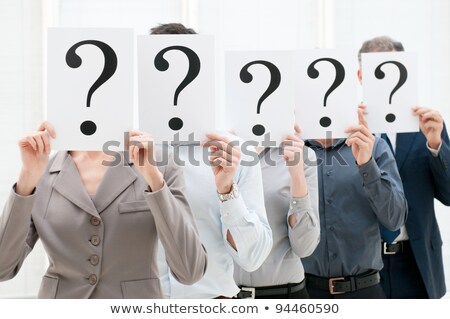 Сток-фото: Businesspeople Hiding Face With Question Mark Sign