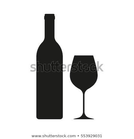 Stock fotó: Elegant Wine Bottle And Glass Illustration