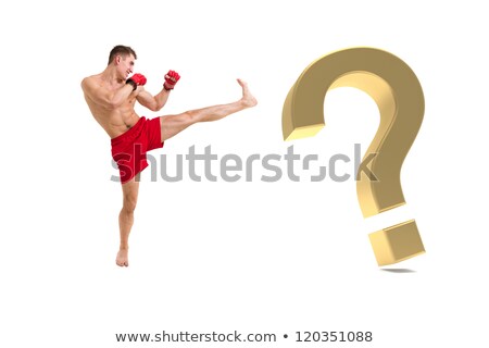 Fighter Boxing With Gold Question Mark Foto d'archivio © StepStock
