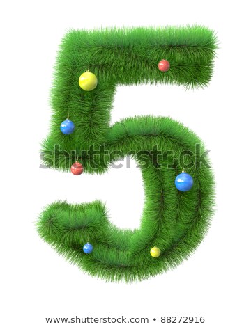 ストックフォト: 5 Number Made Of Christmas Tree Branches