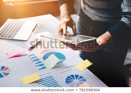 Stock foto: Desk With Digital Tablet Marketing Research