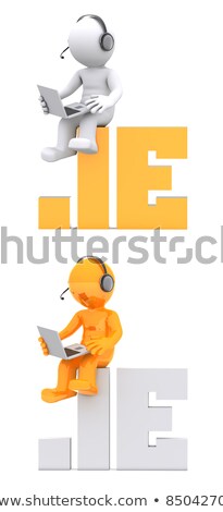[[stock_photo]]: 3d Character Sitting On Ie Domain Name