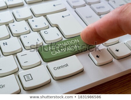 Сток-фото: White Keyboard With Vaccination Button