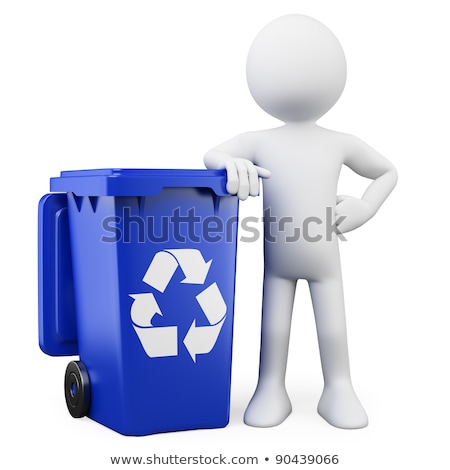 Stockfoto: 3d Man Hold Recycling Symbol