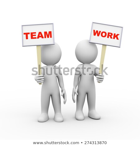 3d White People With Sign Board Banner Team Concept Stock photo © Ribah