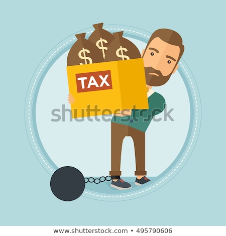 Stock photo: Caucasian Businessman With Bag Full Of Taxes