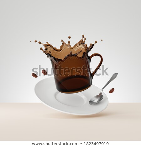 Foto stock: White Coffee Cup With Beans Inside 3d Rendering