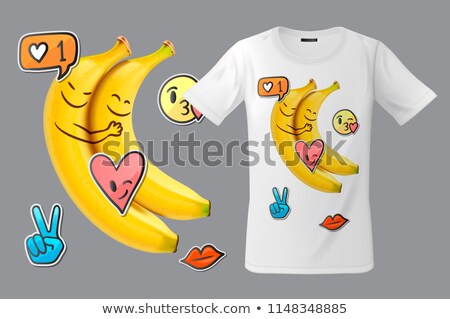 ストックフォト: Modern T Shirt Print Design With Funny Bananas And Emoticons Use For Sweatshirts And Souvenirs Cas