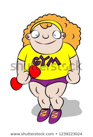 Zdjęcia stock: Funny Cute Chubby White Girl At School Gym