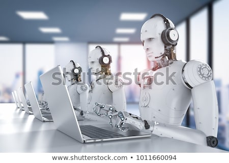 Foto stock: Humanoid Robot Notebook