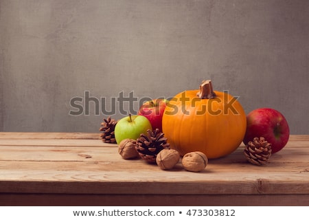 Stock fotó: Autumn Backdrop With Pumpkins And Fruits