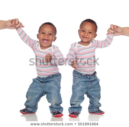 Stok fotoğraf: Two Identical Twins On A White Isolated Background