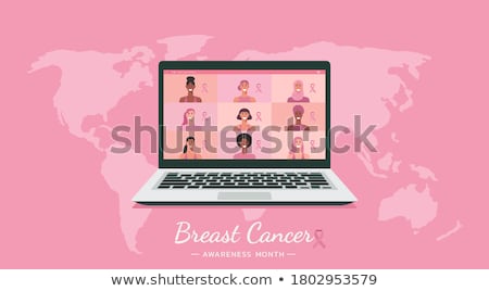 Сток-фото: Breast Cancer Awareness Diverse World Map People