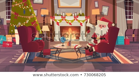 Stock fotó: Character Santa Claus On Chair Near Fireplace