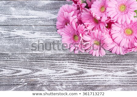 Stock fotó: Bouquet Of Pink Gerberas On Wooden Background