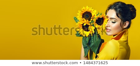 Stock fotó: Beautiful Girl With Sunflower