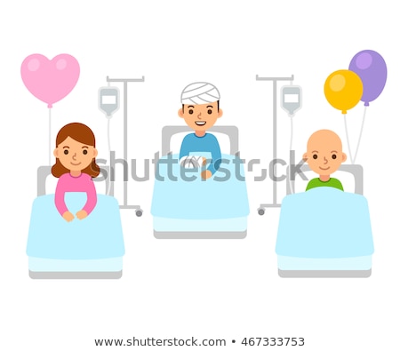 Foto stock: Iv Drip With Sick Girl In Hospital Bed