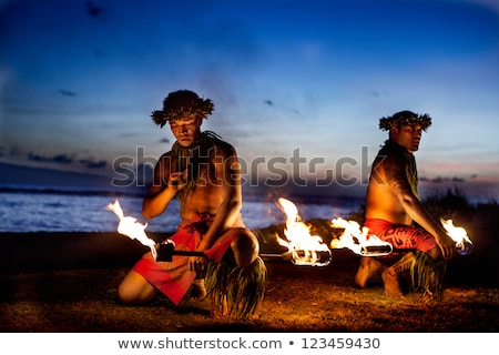 Foto stock: Indigenous Man At Sunset