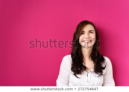 Stok fotoğraf: Image Of Positive Young Woman 20s With Long Hair Laughing And Pr