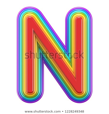 Stock fotó: Concentric Rainbow Font Letter N 3d