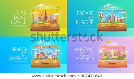 Stok fotoğraf: Travel To The Usa - Colorful Flat Design Style Illustration