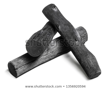 Stock fotó: Binchotan Charcoal Stick Over White Background