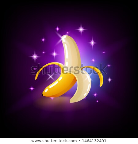 Bright Yellow Banana Fruit With Sparkles Slot Icon For Online Casino Or Logo For Mobile Game On Dar Zdjęcia stock © MarySan