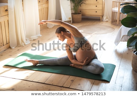 Foto stock: Ujer · embarazada, · hacer, · yoga