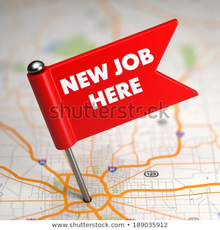 Stock photo: New Job - Small Flag On A Map Background