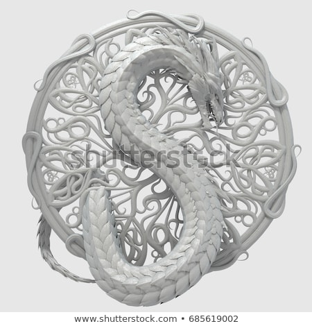 Foto stock: Dragon Sculpture On Wall