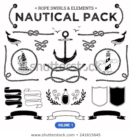 Stockfoto: Labels Marine Theme Hand Drawing