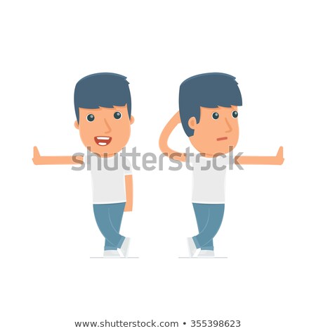 [[stock_photo]]: Doubt And Funny Character Activist Leaned Against The Wall And S