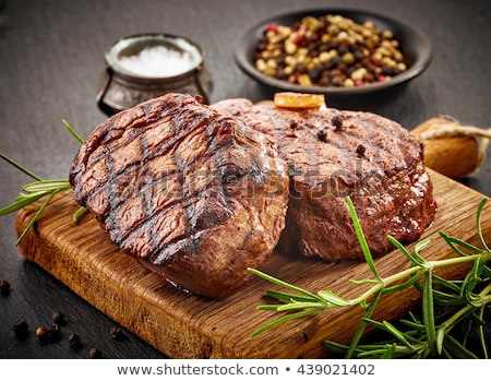 Stock fotó: Grilled Beef Steak With Rosemary Salt And Pepper