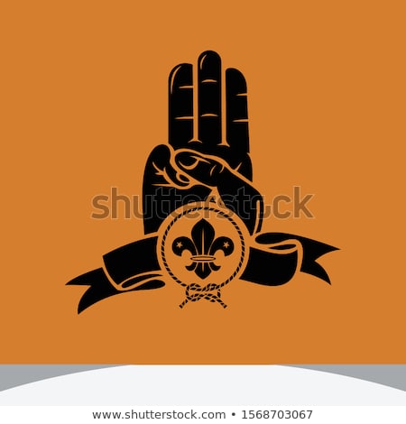 Zdjęcia stock: Boy Scout Camp Logo Design With Typography And Travel Element - Flashlight Text Hiking Trail Back